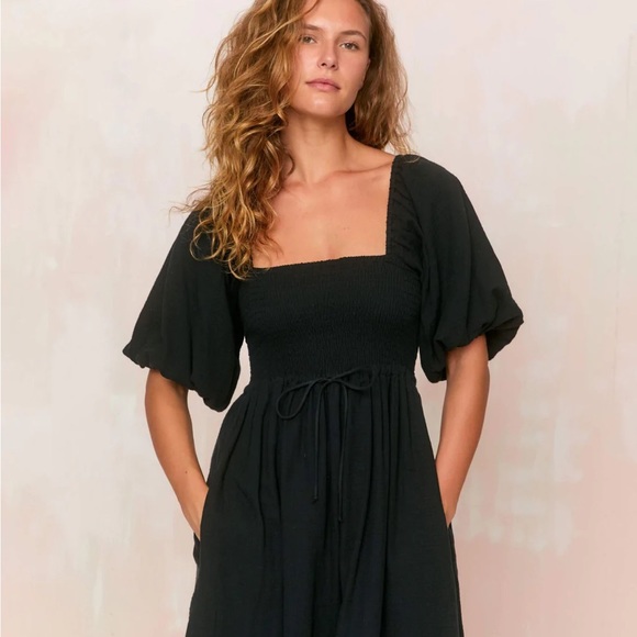 Christy Dawn Dresses & Skirts - CHRISTY DAWN The Katrina Dress S Black Eclipse Smock Puff Sleeve Women’s NWT